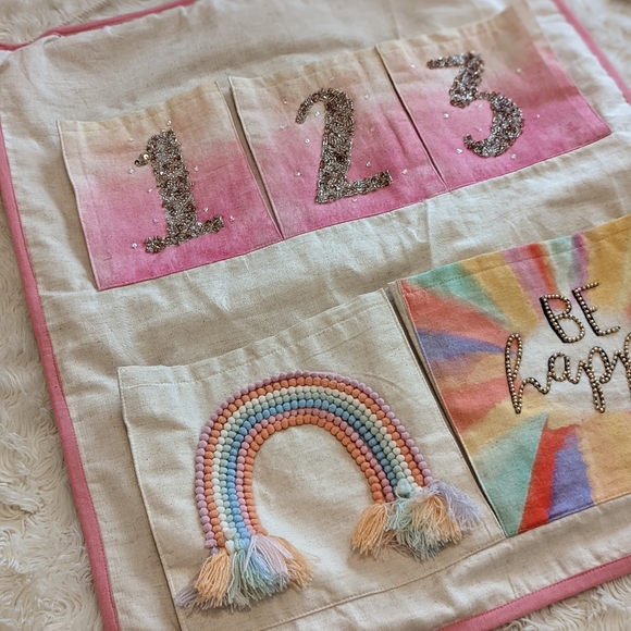 Be Happy Rainbow Canvas Hanging Pocket Organizer - Picture 2 of 11